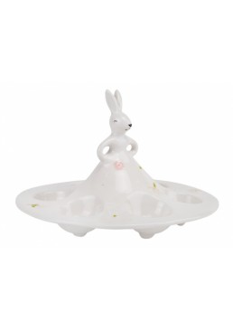 Подставка для 6 яиц "Белый кролик в саду", 14 см 